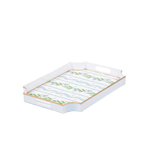 Emma Stripe Enameled Jaye Tray - Blue & Green