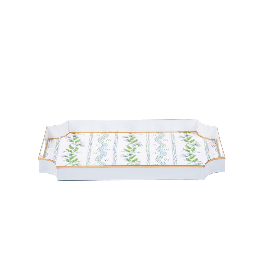 Emma Stripe Enameled Jaye Tray - Blue & Green