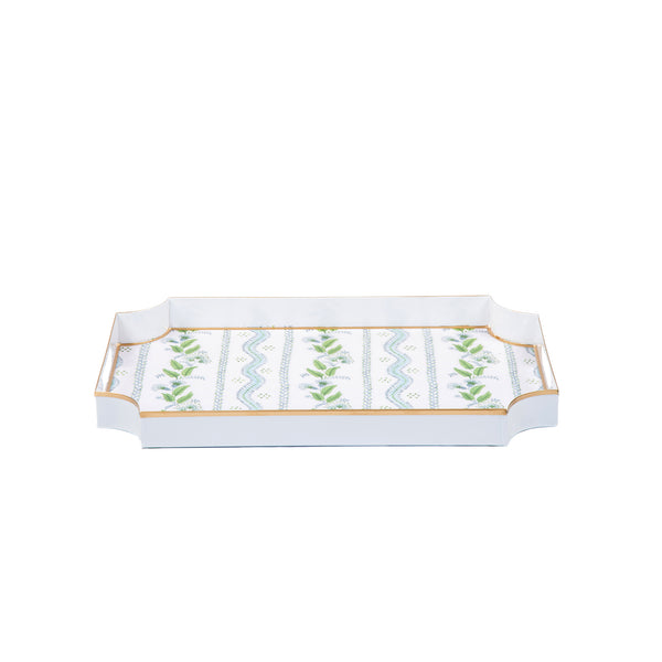 Emma Stripe Enameled Jaye Tray - Blue & Green