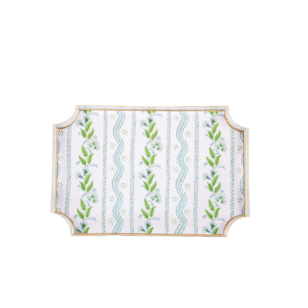 Emma Stripe Enameled Jaye Tray - Blue & Green