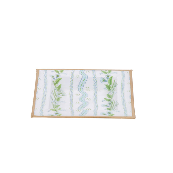 Emma Stripe Enameled Tori Trinket Tray - Blue & Green