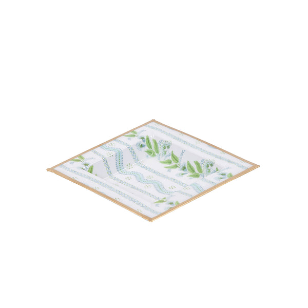 Emma Stripe Enameled Tori Trinket Tray - Blue & Green