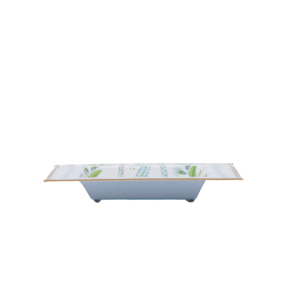 Emma Stripe Enameled Tori Trinket Tray - Blue & Green