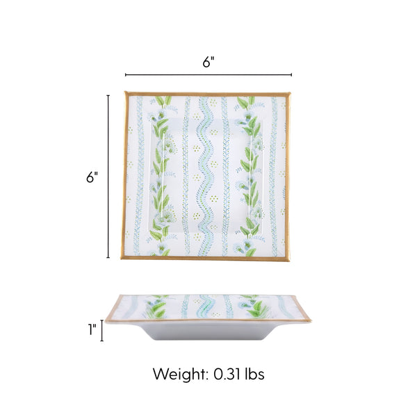 Emma Stripe Enameled Tori Trinket Tray - Blue & Green