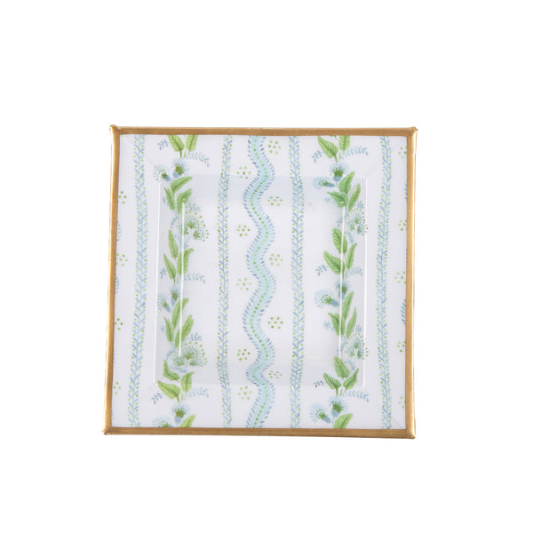 Emma Stripe Enameled Tori Trinket Tray - Blue & Green