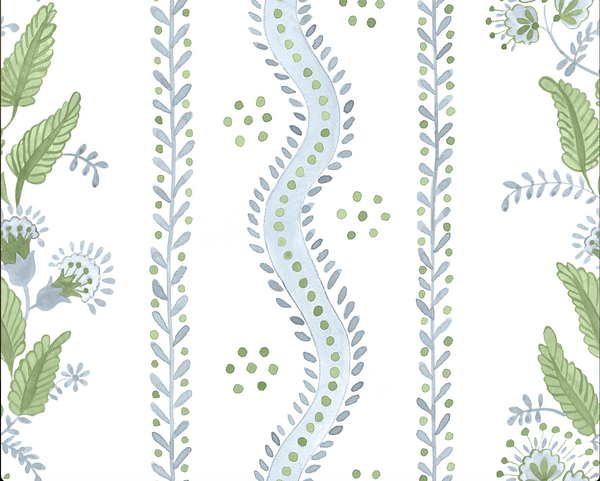 Emma Stripe Enameled Jaye Tray - Blue & Green