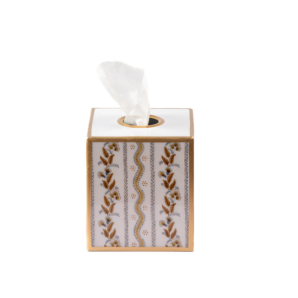 Emma Stripe Enameled Tissue Box Cover