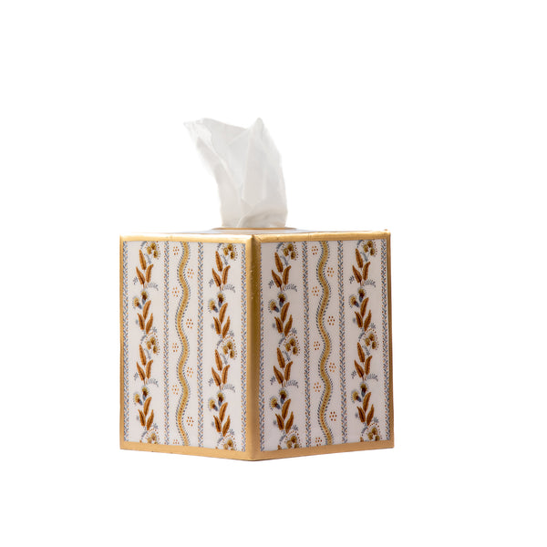Emma Stripe Enameled Tissue Box Cover