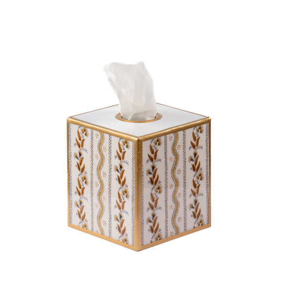 Emma Stripe Enameled Tissue Box Cover