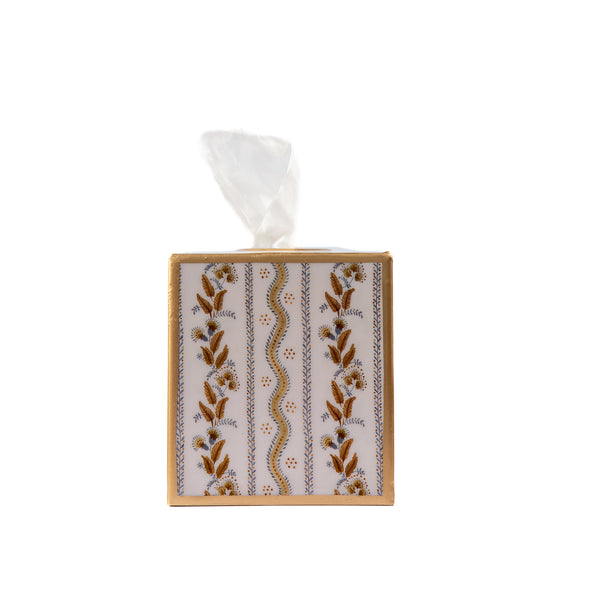 Emma Stripe Enameled Tissue Box Cover