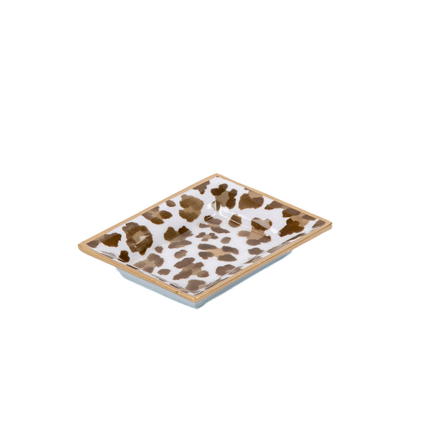 Cream Leopard Enameled Landry Tray - Cream & Brown