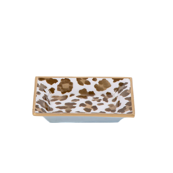Cream Leopard Enameled Landry Tray - Cream & Brown