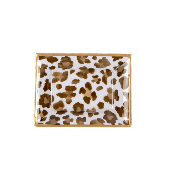 Cream Leopard Enameled Landry Tray - Cream & Brown