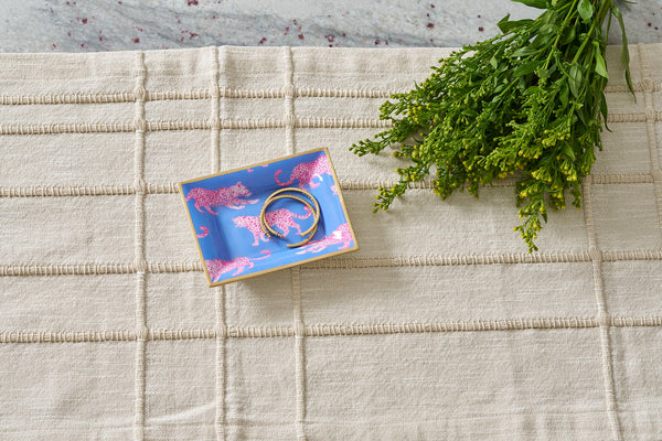 Pink Leopards Enameled Landry Tray