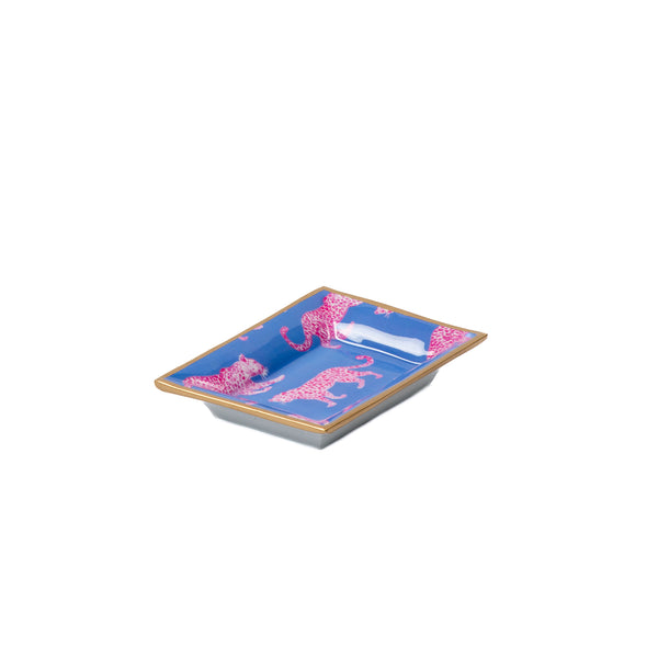 Pink Leopards Enameled Landry Tray