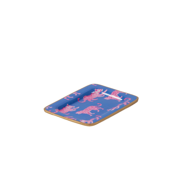 Pink Leopards Enameled Laney Tray