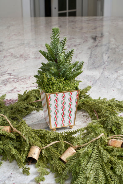 Garland Twist Enameled Square Cachepot Planter