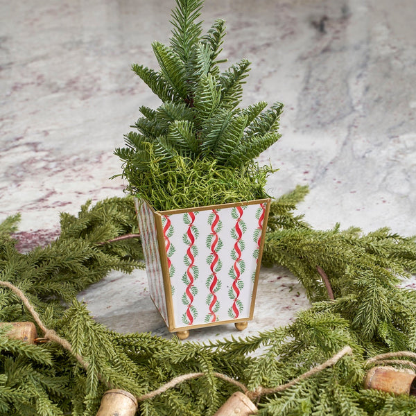 Garland Twist Enameled Square Cachepot Planter