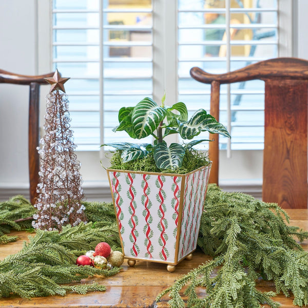 Garland Twist Enameled Square Cachepot Planter