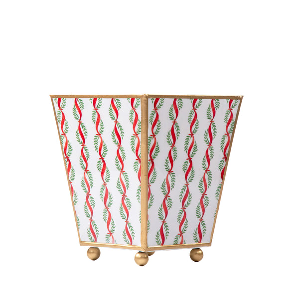 Garland Twist Enameled Square Cachepot Planter