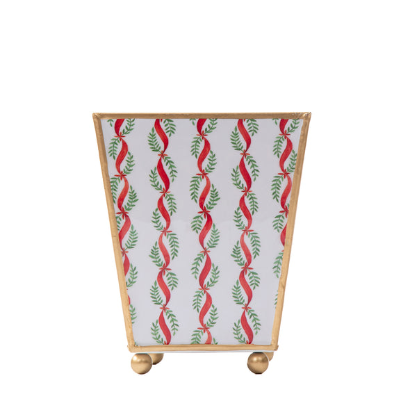 Garland Twist Enameled Square Cachepot Planter