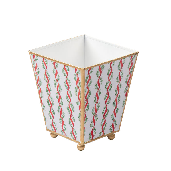 Garland Twist Enameled Square Cachepot Planter