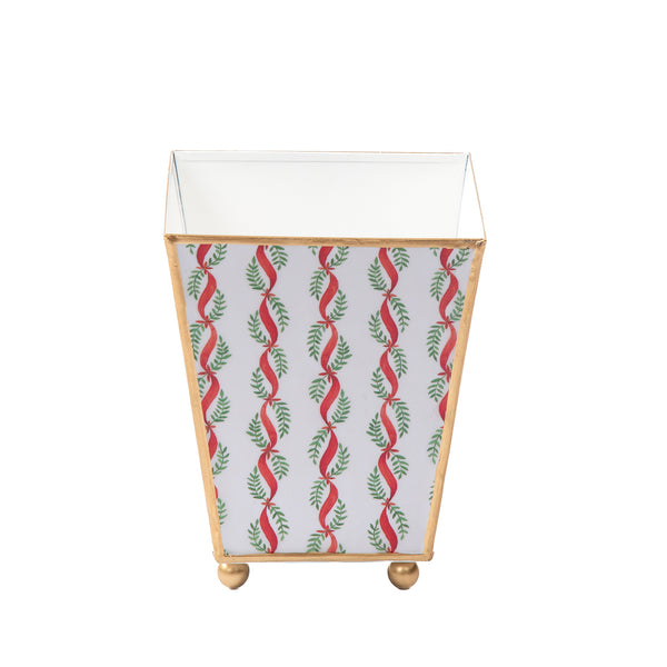 Garland Twist Enameled Square Cachepot Planter