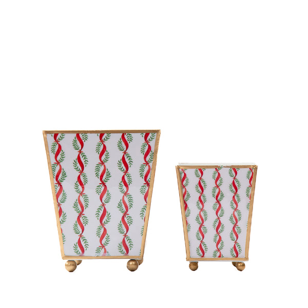 Garland Twist Enameled Square Cachepot Planter