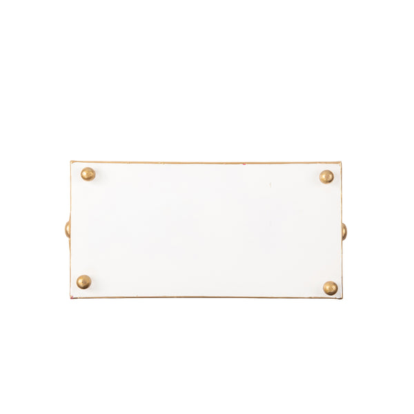 Bow Trellis Enameled Rectangular Cachepot Planter 6x12