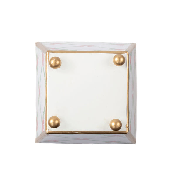 Bow Trellis Enameled Square Cachepot Planter