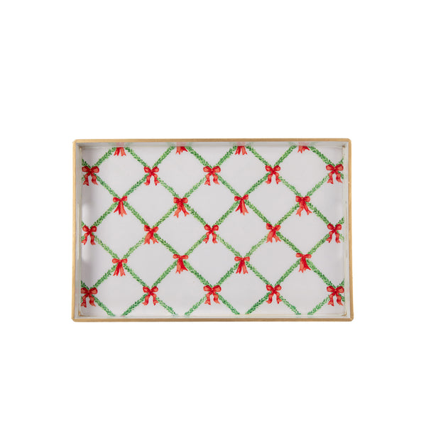 Bow Trellis Enameled Rectangular Tray 10x15