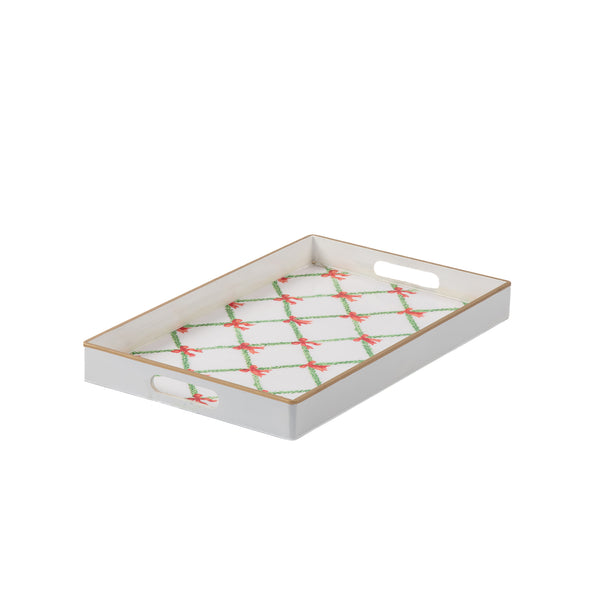 Bow Trellis Enameled Rectangular Tray 10x15