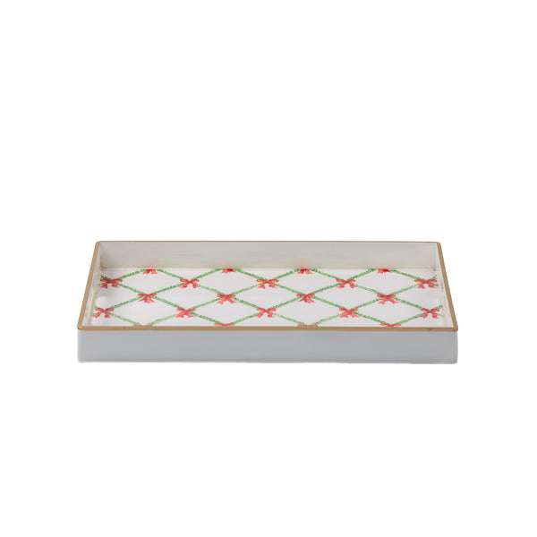 Bow Trellis Enameled Rectangular Tray 10x15