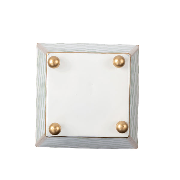 Scales Enameled Square Cachepot Planter - Green