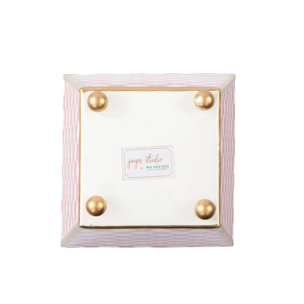 Scales Enameled Square Cachepot Planter - Red