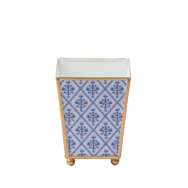 Marigold Lattice Enameled Square Cachepot Planter