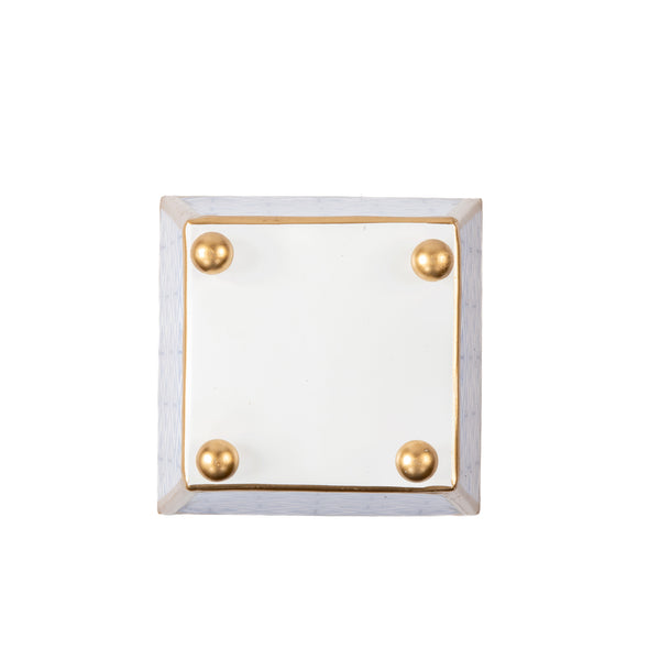 Marigold Lattice Enameled Square Cachepot Planter