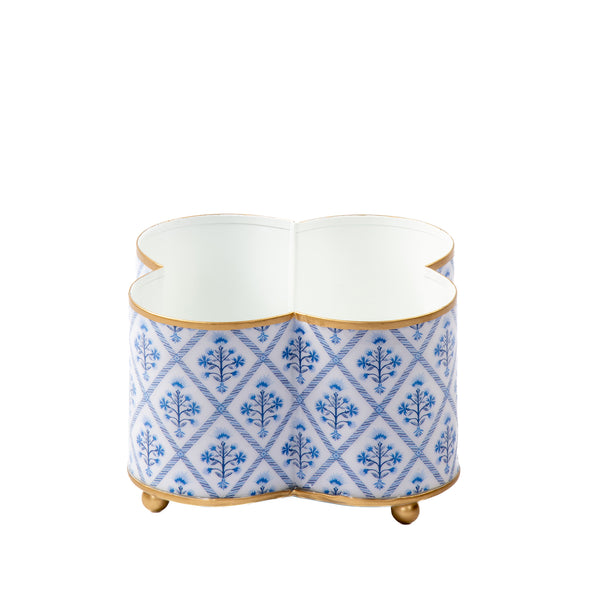 Marigold Lattice Enameled Quatrefoil Cachepot Planter