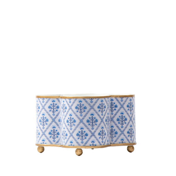 Marigold Lattice Enameled Quatrefoil Cachepot Planter