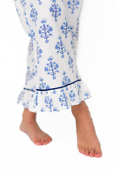 Marigold Luxe Sateen Capri Pajama Set - Blue