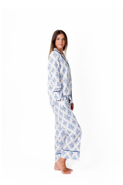 Marigold Luxe Sateen Full Pajama Set - Blue
