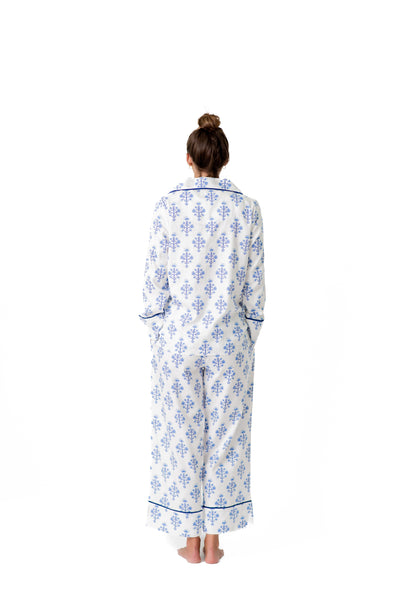 Marigold Luxe Sateen Full Pajama Set - Blue
