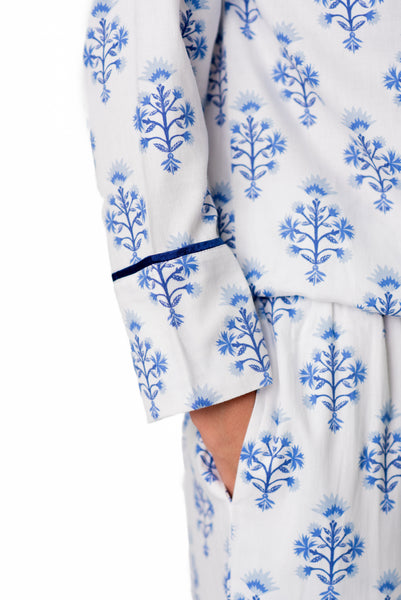 Marigold Luxe Sateen Full Pajama Set - Blue