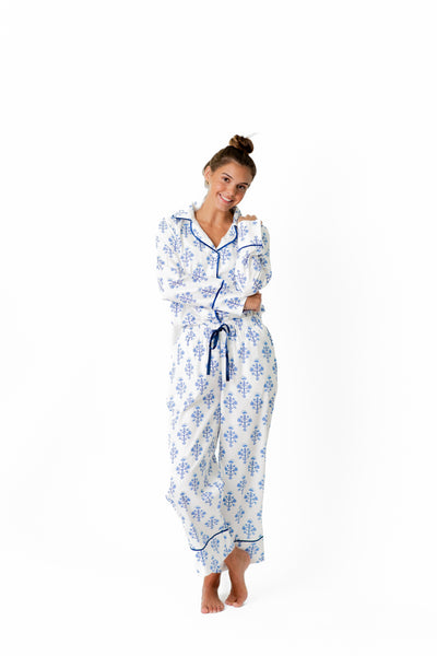 Marigold Luxe Sateen Full Pajama Set - Blue