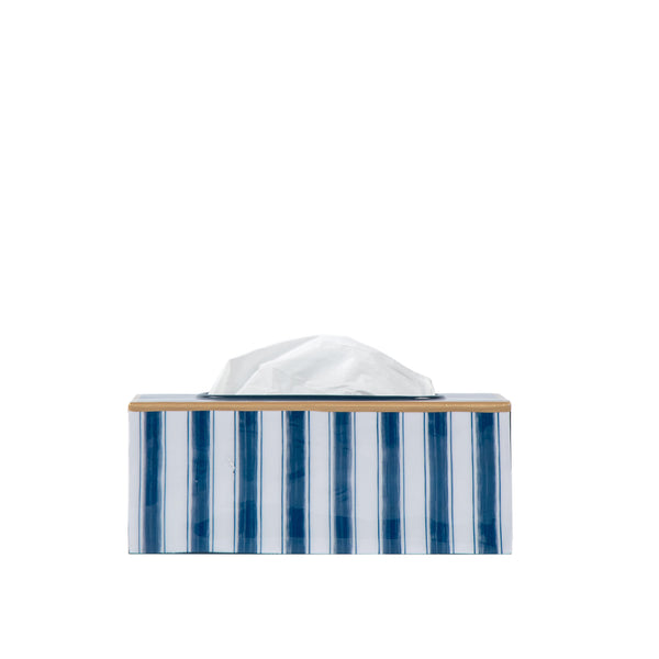 Brush Stripe Enameled Rectangular Tissue Box Cover