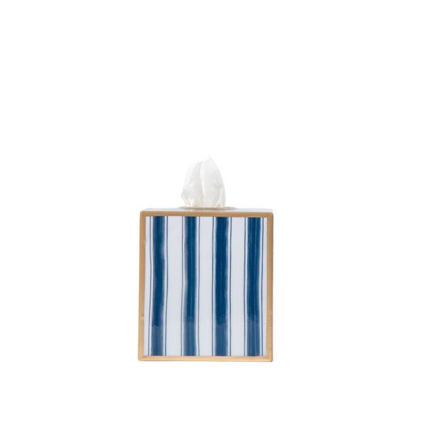 Brush Stripe Enameled Tissue Box Cover