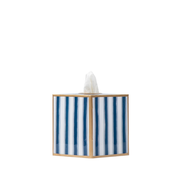 Brush Stripe Enameled Tissue Box Cover