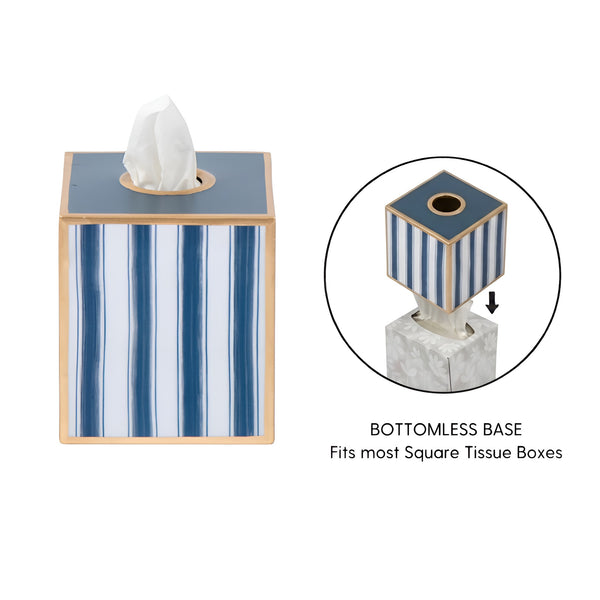Brush Stripe Enameled Tissue Box Cover