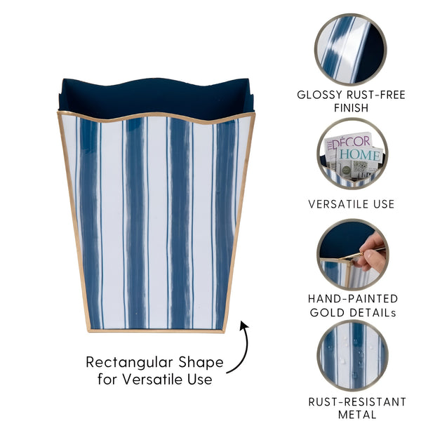 Brush Stripe Rectangular Classic Wastebasket