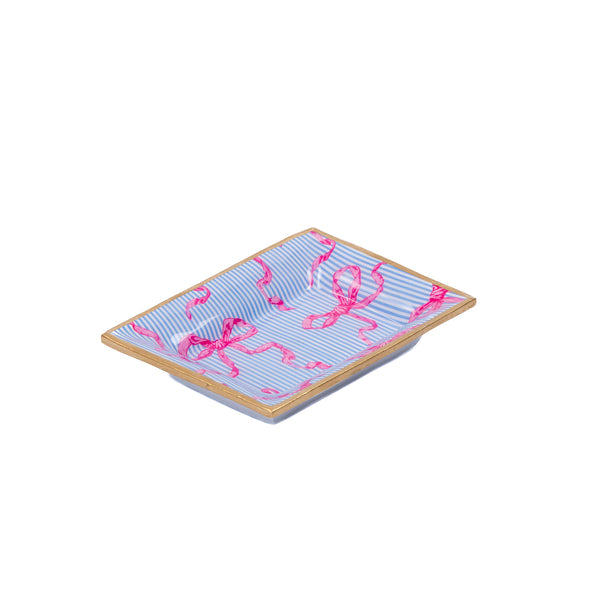 Ribbons of Hope Enameled Landry Tray - Blue